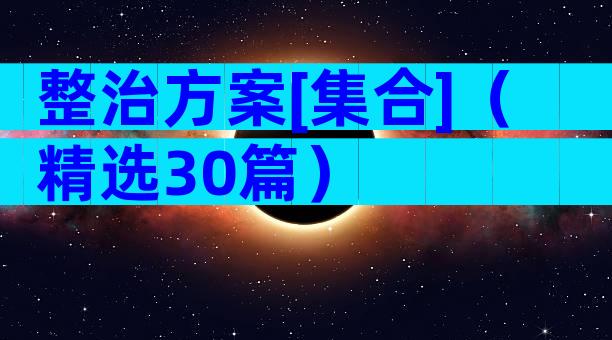 整治方案[集合]（精选30篇）